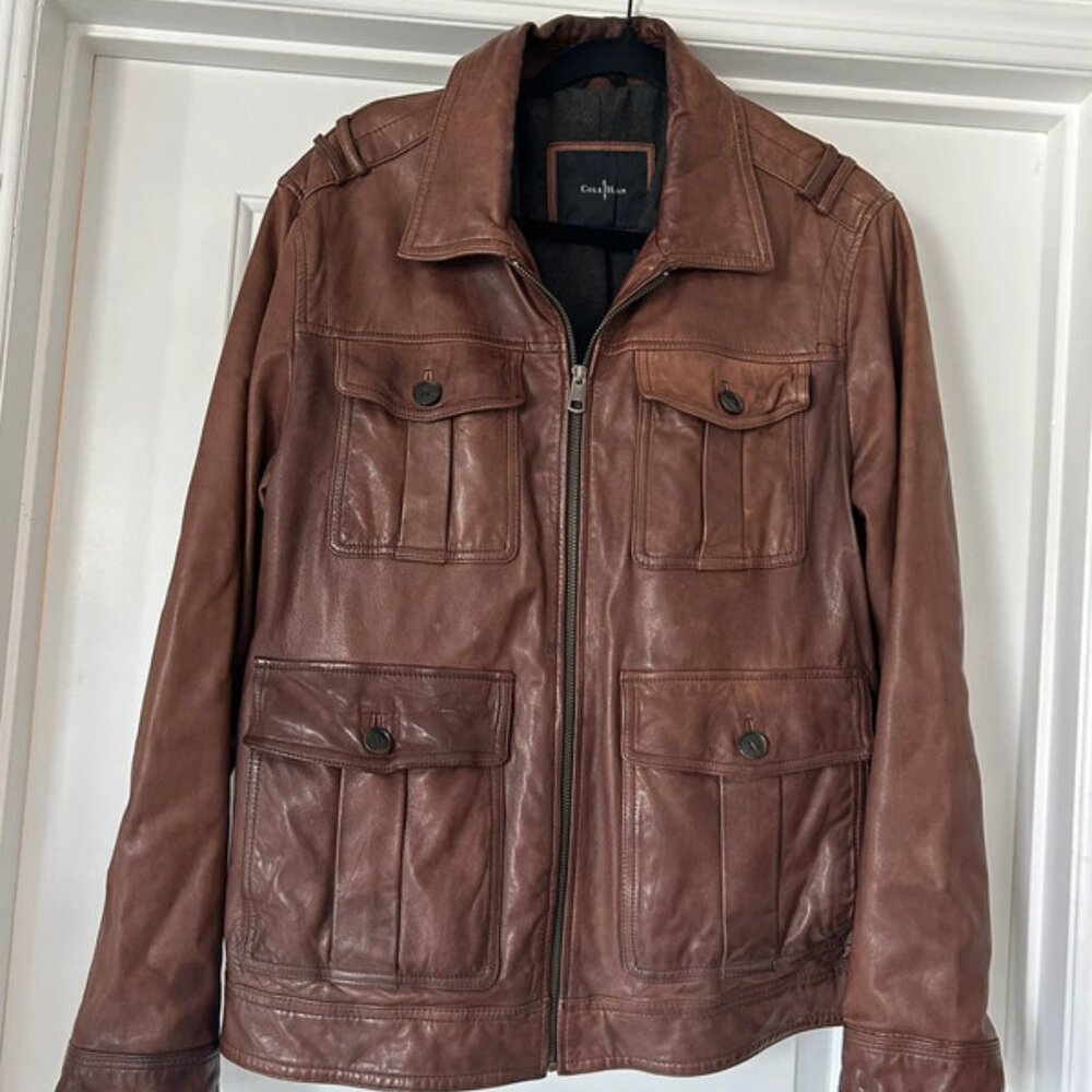 Cole Haan Men’s Brown Leather Jacket Coat Large